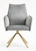 HR280 BAZĂ STEA Scaun Gray din Catifea cu Bază Aurie