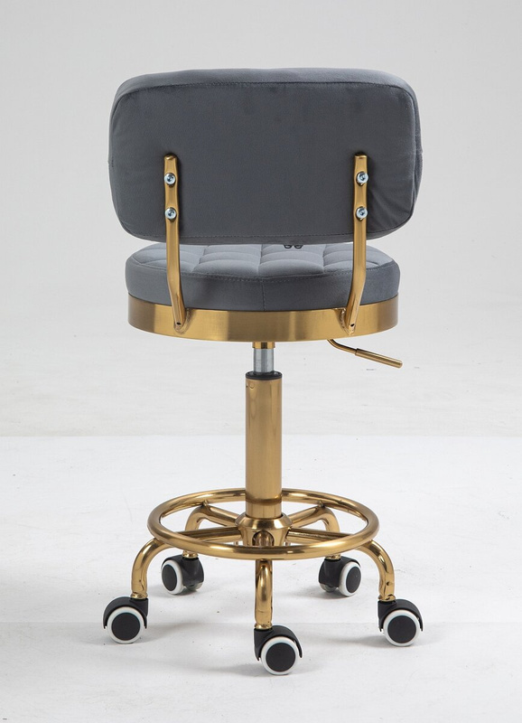 HR636 Scaun Grafit Piele Ecologica cu Bază Aurie