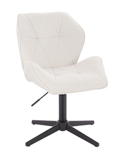 HR212CROSS Scaun Crem Boucle cu Bază Neagră