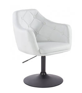 HR831N Scaun Piele Ecologica Alb cu Bază Neagră