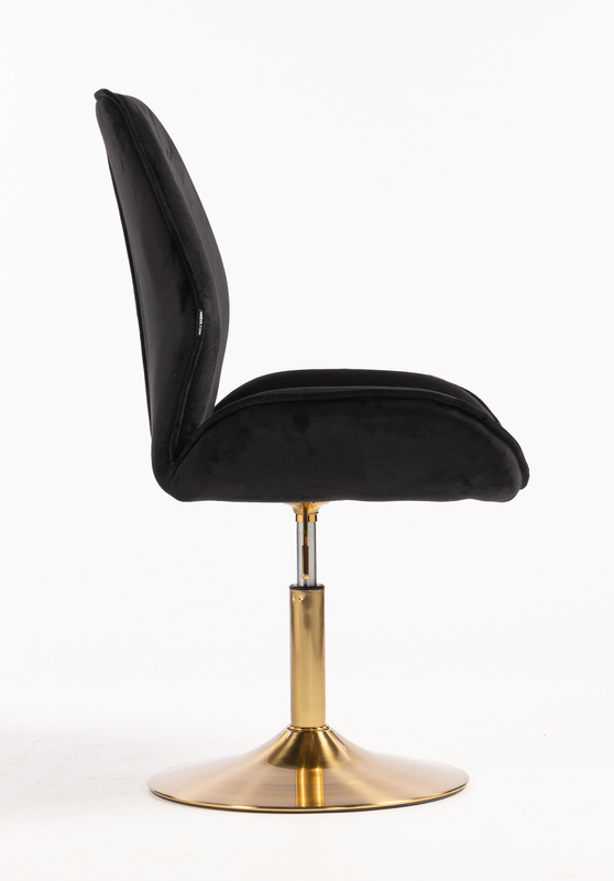 HR350N Scaun Neagră din Catifea Bază Aurie