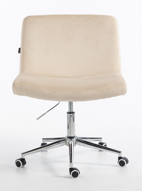 HR150K Scaun Crem din Catifea cu Bază Cromata