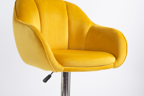 HR2055W Scaun Galbenă din Catifea cu Bază Cromata