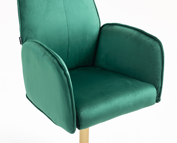HR280N Scaun Verde din Catifea cu Bază Aurie