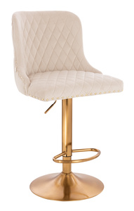 HR940W Scaun Crem din Catifea cu Bază Aurie