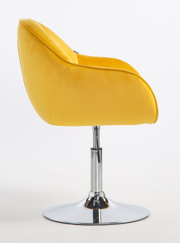 HR2055N Scaun Galbenă din Catifea cu Bază Cromata