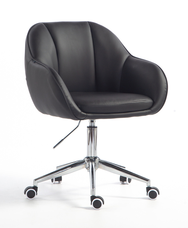 HR2055K Scaun Neagră din Piele Ecologica cu Bază Cromata