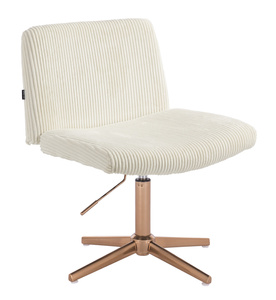 HR150CROSS Scaun Alb din Catifea Reiată cu Bază Aurie