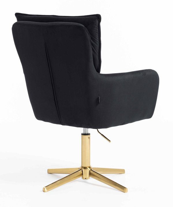 HR250CROSS Scaun Catifea Neagră Bază Aurie