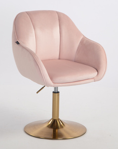 HR2055N Scaun Roz Pudra din Catifea cu Bază Aurie