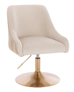 HR920N Scaun Crem din Catifea cu Bază Aurie