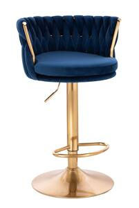 HR450W Scaun Bleumarin din Catifea cu Bază Aurie