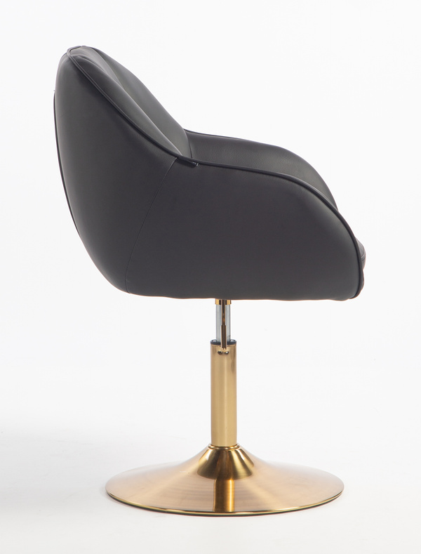 HR2055N Scaun Neagră din Piele Ecologica cu Bază Aurie