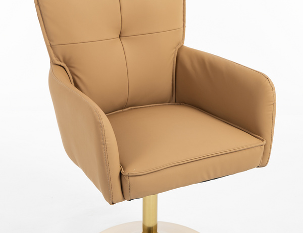 HR250N Scaun Piele Ecologică Premium Soft Culoare Caramel Bază Aurie