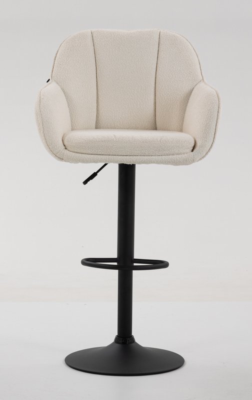 HR2055W Scaun Crem din Boucle cu Bază Neagră