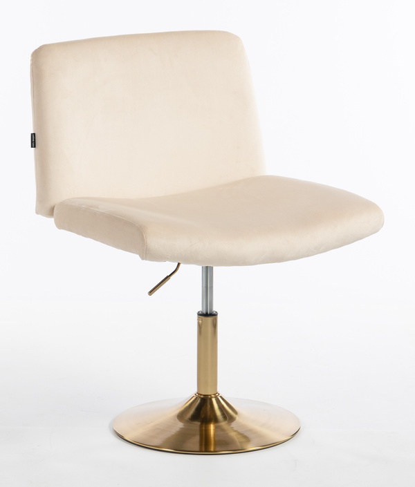 HR150N Scaun Crem din Catifea cu Bază Aurie