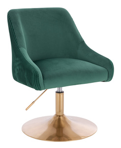 HR920N Scaun Verde din Catifea cu Bază Aurie