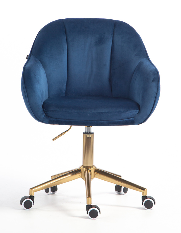 HR2055K Scaun Bleumarin din Catifea cu Bază Aurie