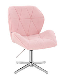 HR212CROSS Scaun Roz Pudra Boucle cu Bază Cromata