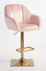 HR12055KW Scaun Roz Pudra din Catifea cu Bază Aurie