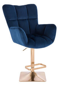 HR650KW Scaun Bleumarin Catifea cu Bază Aurie