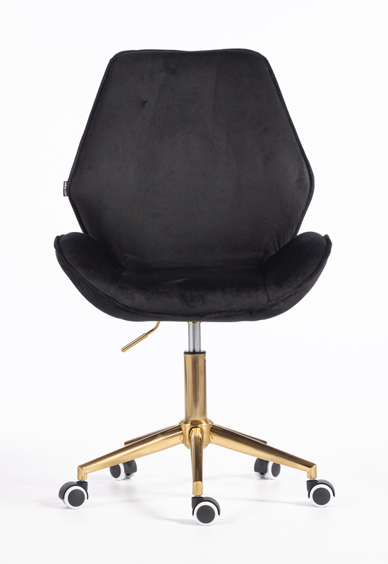 HR350K Scaun Neagră din Catifea Bază Aurie