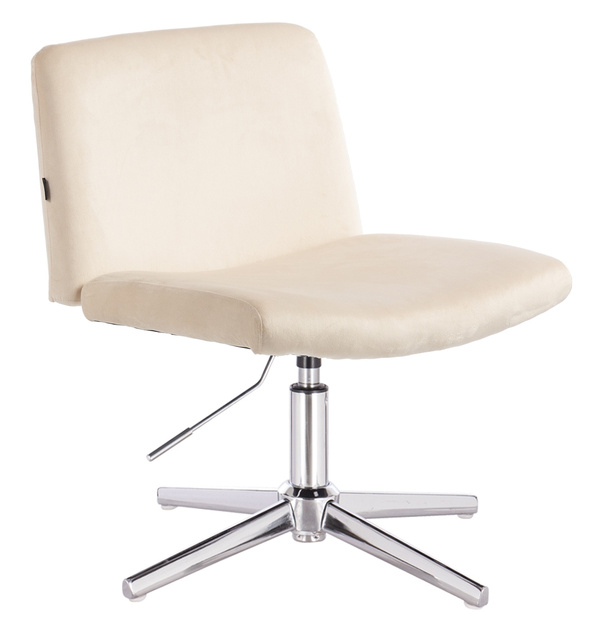 HR150CROSS Scaun Crem din Catifea cu Bază Cromata