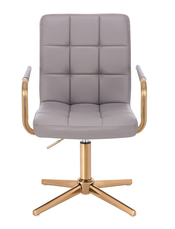 HC1015PCROSS Scaun Gri Piele Ecologica Bază Aurie
