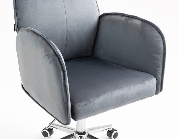 HR280K Scaun Grafit din Catifea cu Bază Cromata