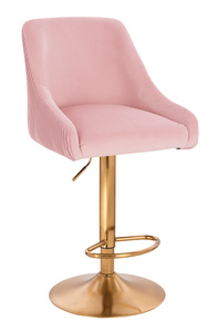 HR920W Scaun Roz Pudra din Catifea cu Bază Aurie