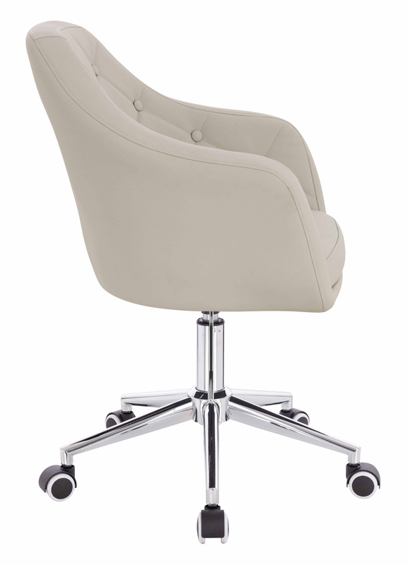 HR831K Scaun Ecru Piele Ecologica Premium Soft cu Bază Cromata