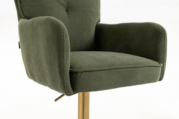 HR250W Scaun Zsályazöld Prémium Kordbársony Bază Aurie