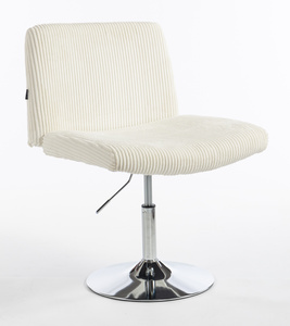 HR150N Scaun Alb din Catifea Reiată cu Bază Cromata