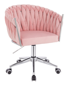 HR750K Scaun Roz Pudra din Catifea cu Bază Cromata
