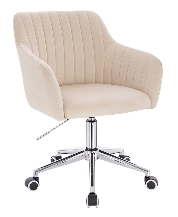 HR190K Scaun Crem din Catifea cu Bază Cromata