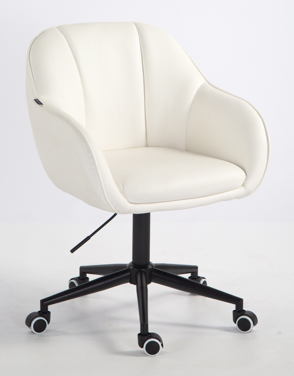 HR2055K Scaun Alb din Piele Ecologica cu Bază Neagră