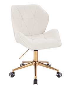 HR212K Scaun Crem Boucle cu Bază Aurie