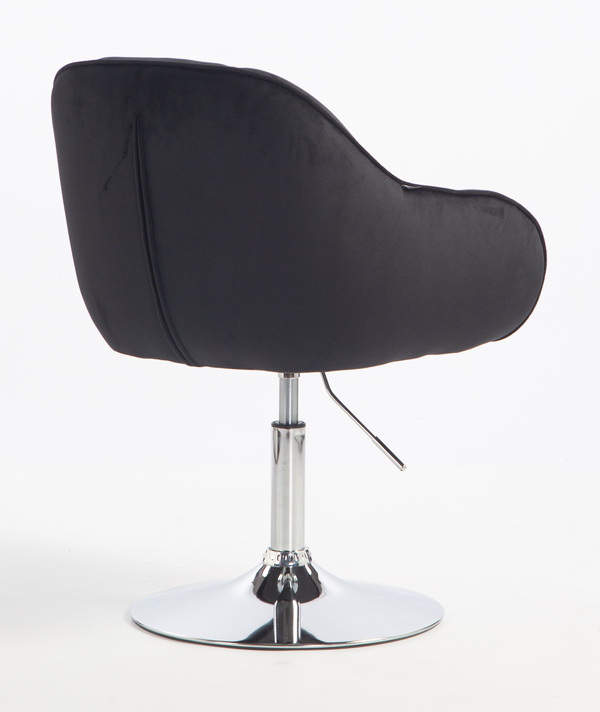 HR2055N Scaun Neagră din Catifea cu Bază Cromata