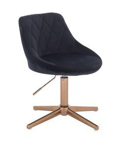 HR1054CROSS Scaun Negru Catifea cu Bază Aurie