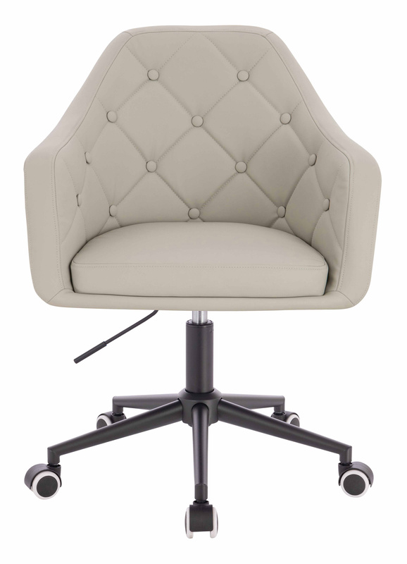 HR831K Scaun Ecru Piele Ecologica Premium Soft cu Bază Neagră