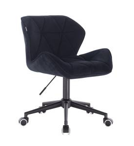 HR111K Scaun Negru Catifea cu Bază Neagră