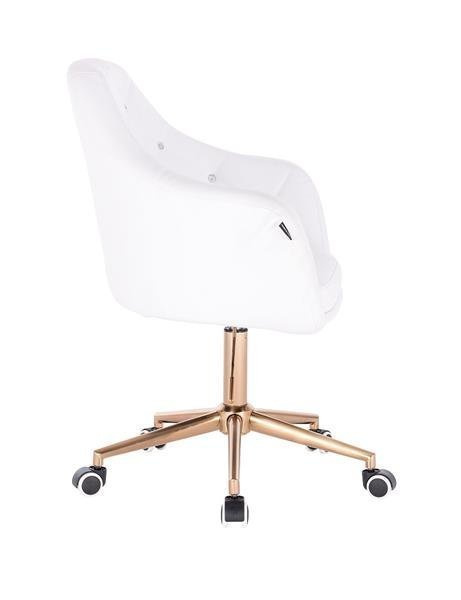 HR830K Scaun Alb de Piele cu Bază Aurie