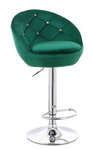 HR948W Scaun Verde din Catifea cu Bază Cromata