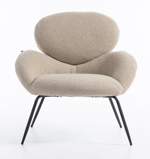 HR2045 Scaun Latte Boucle cu Bază Neagră