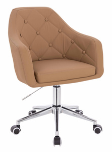 HR831K Scaun Caramel Piele Ecologica Premium Soft cu Bază Cromata