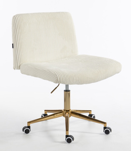 HR150K Scaun Alb din Catifea Reiată cu Bază Aurie