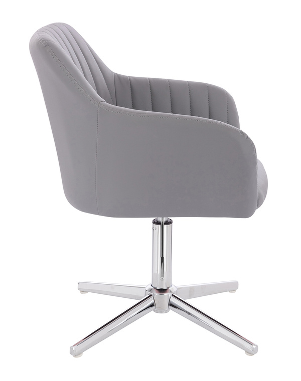 HC190CROSS Scaun Gri din Piele Ecologica cu Bază Cromata