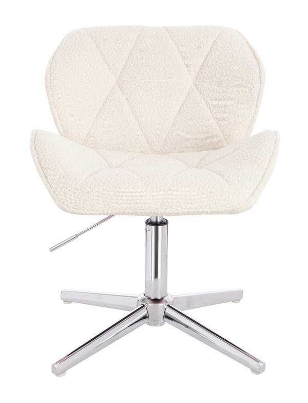 HR111CROSS Scaun Crem Boucle cu Bază Cromata