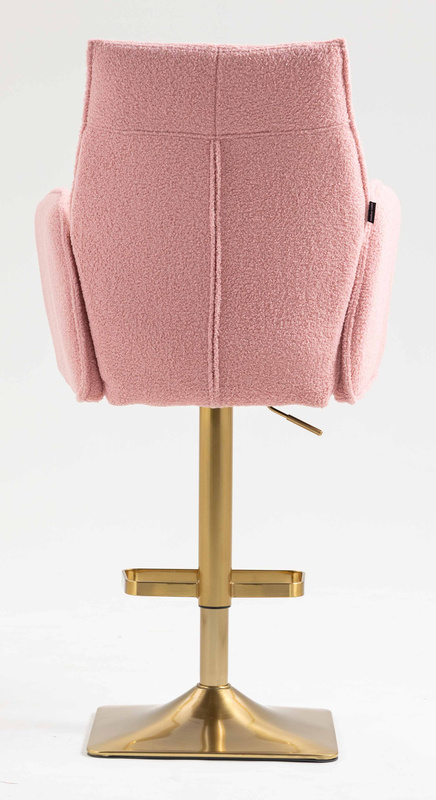 HR280KW Scaun Roz Pudra Boucle cu Bază Aurie