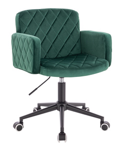 HR802K Scaun Verde din Catifea cu Bază Neagră
